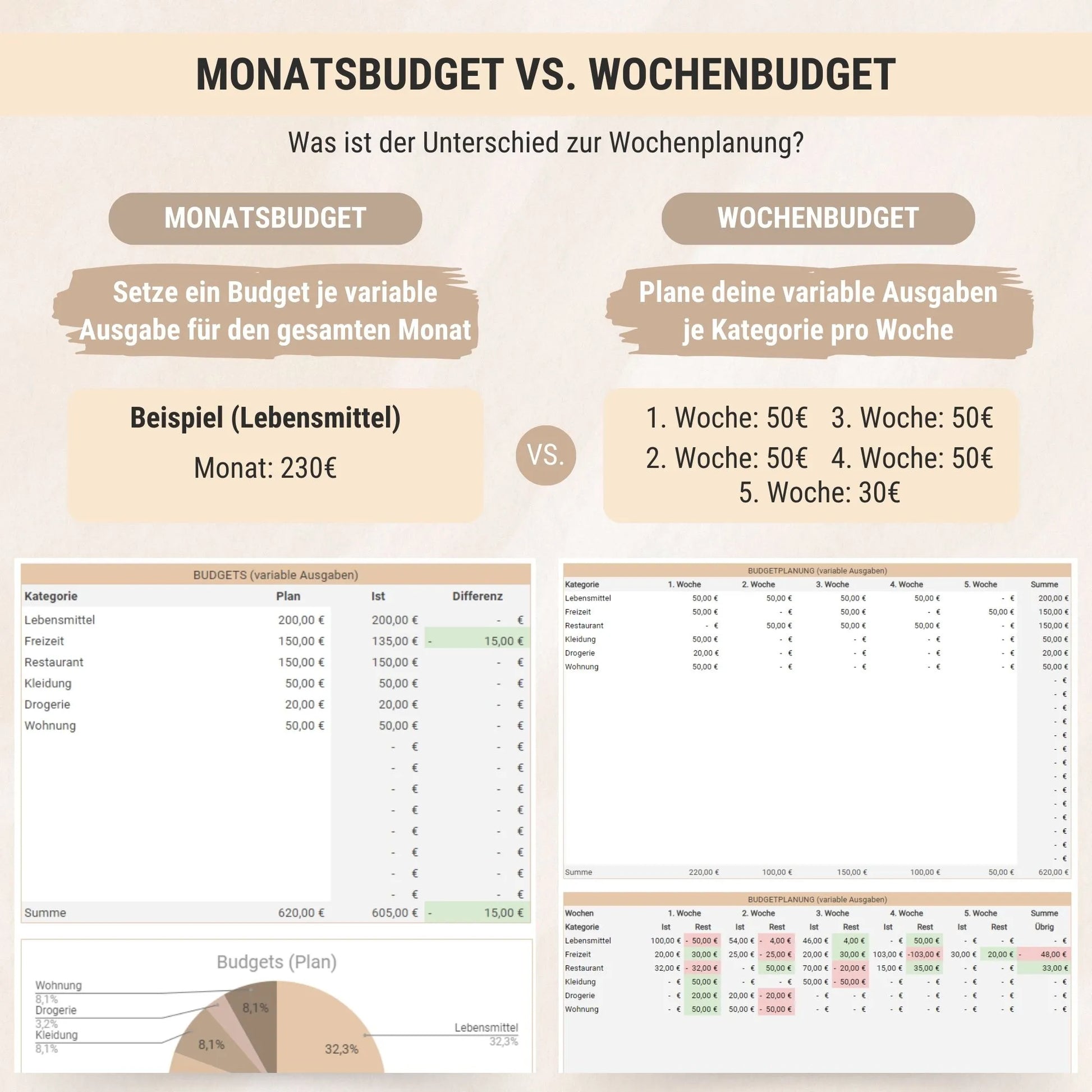 Digitaler Budgetplaner Unterschied Versionen