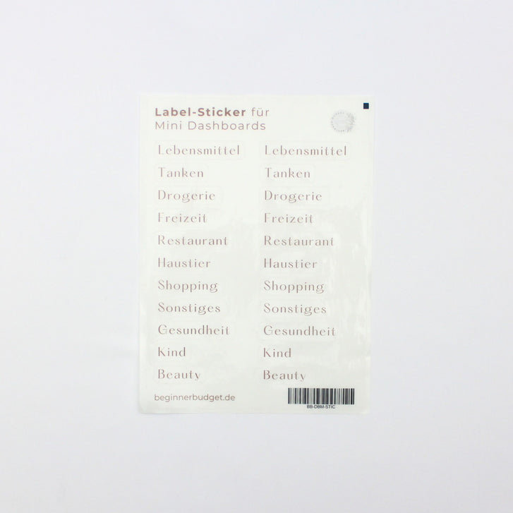 Label-Sticker für Dashboards – 11 Kategorien