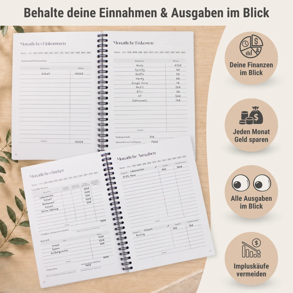 Budget Planer Minimalistisch Titelbild Inhalt