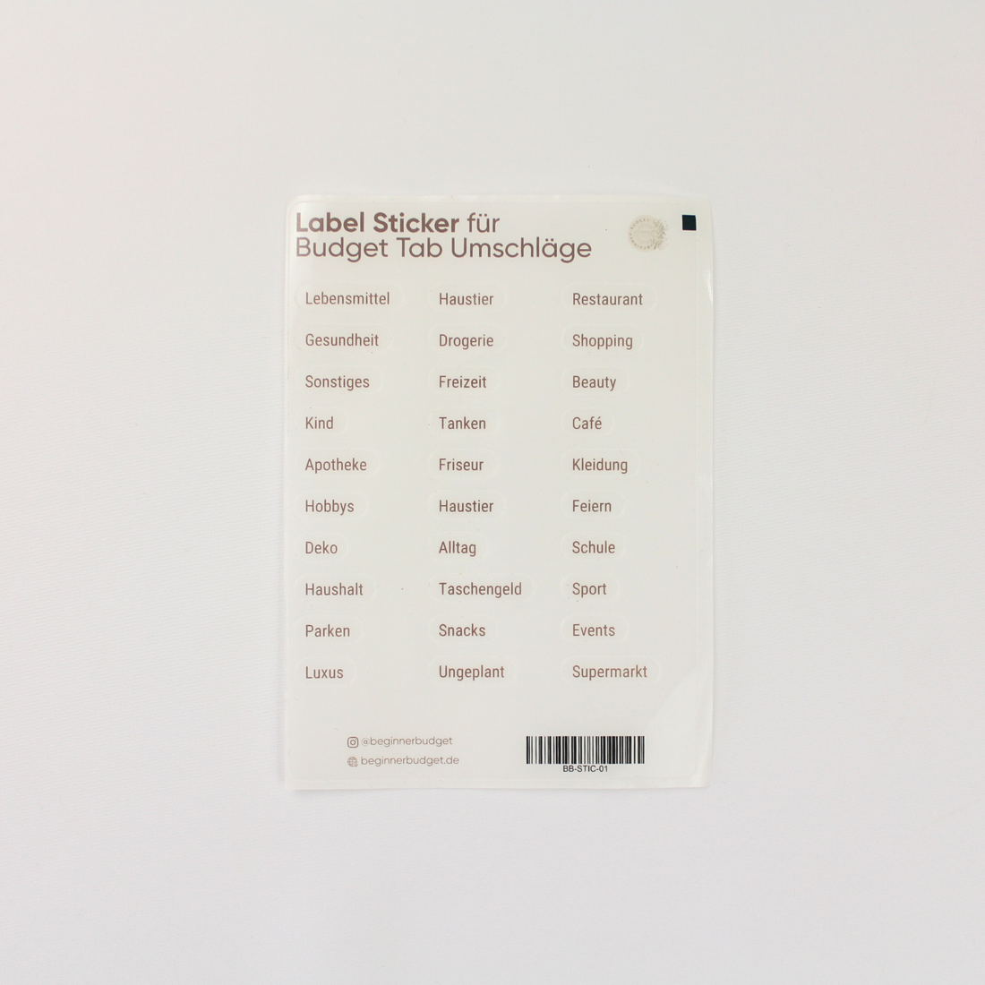 Label Sticker (für Budget Tab Umschläge)