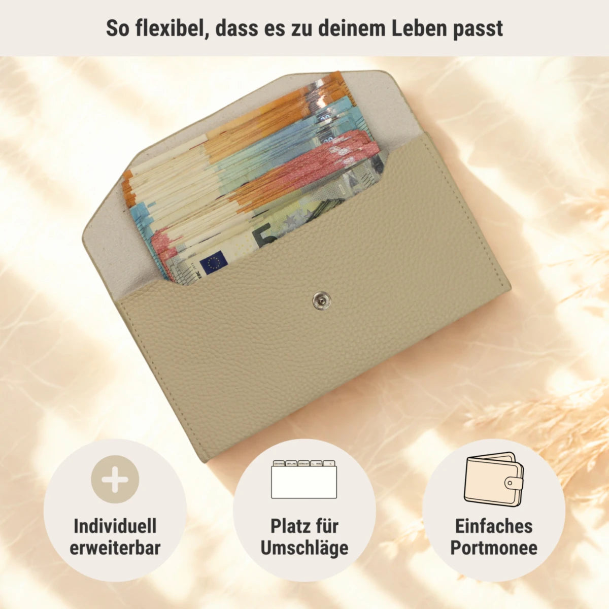 Cash Stuffing Etui In Use Beige