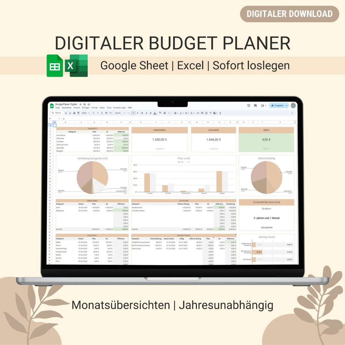 Digitaler Budgetplaner Titelbild