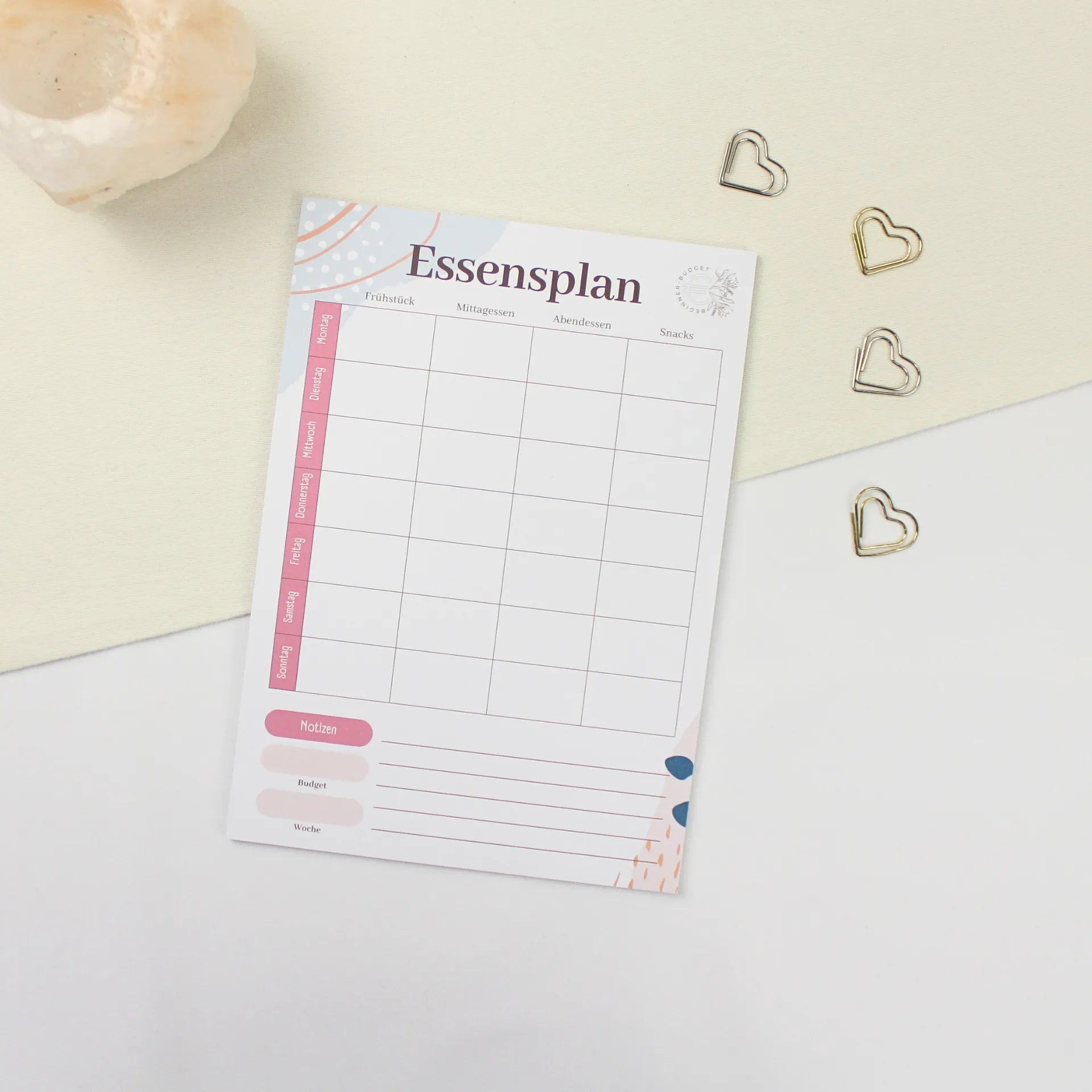 Essensplaner Block DIN A5 – Wochenplan für Mahlzeiten & Snacks