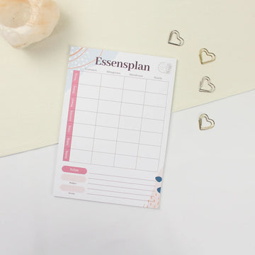 Essensplaner Block DIN A5 – Wochenplan für Mahlzeiten & Snacks