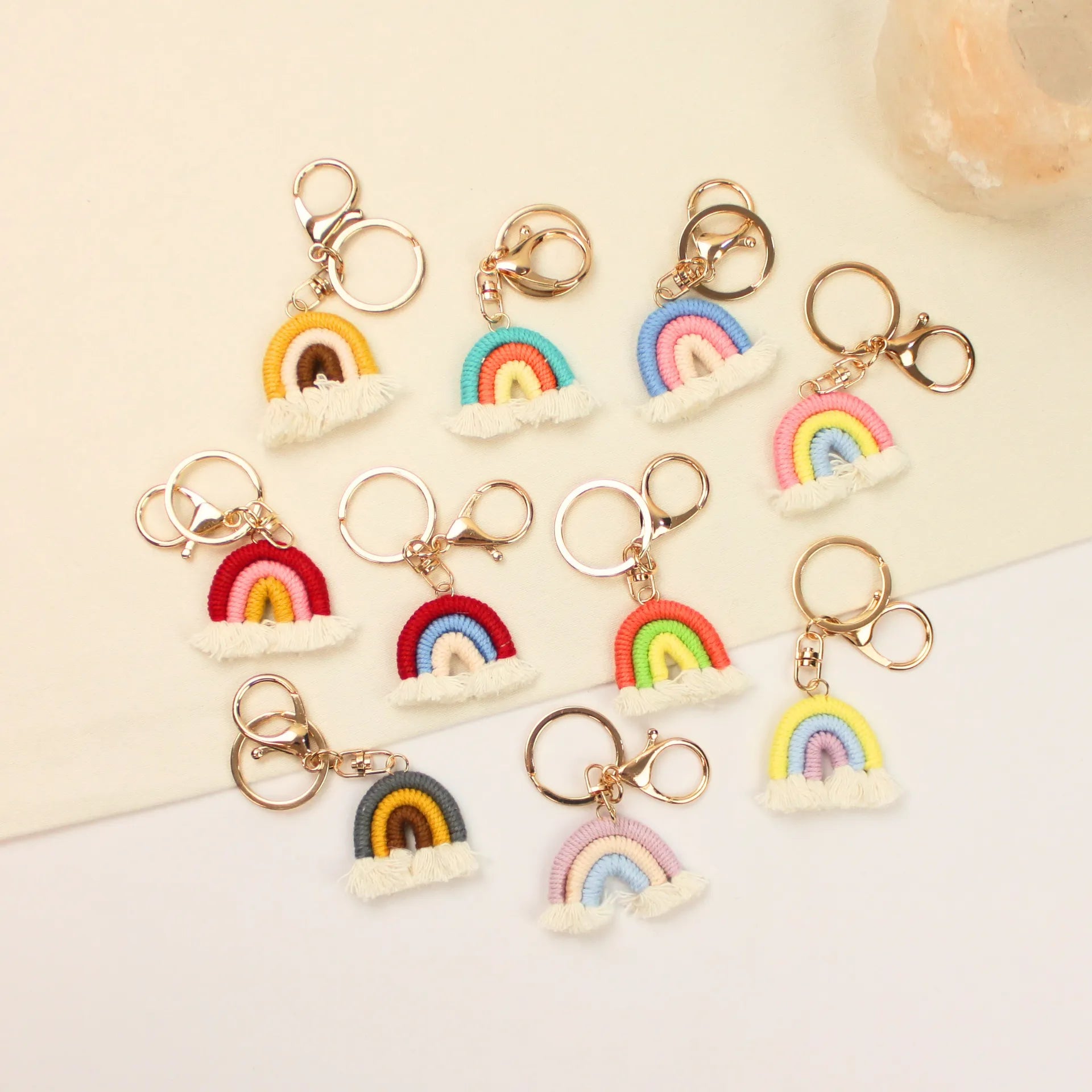 Makramee Regenbogen Schlüsselanhänger für Budget Binder