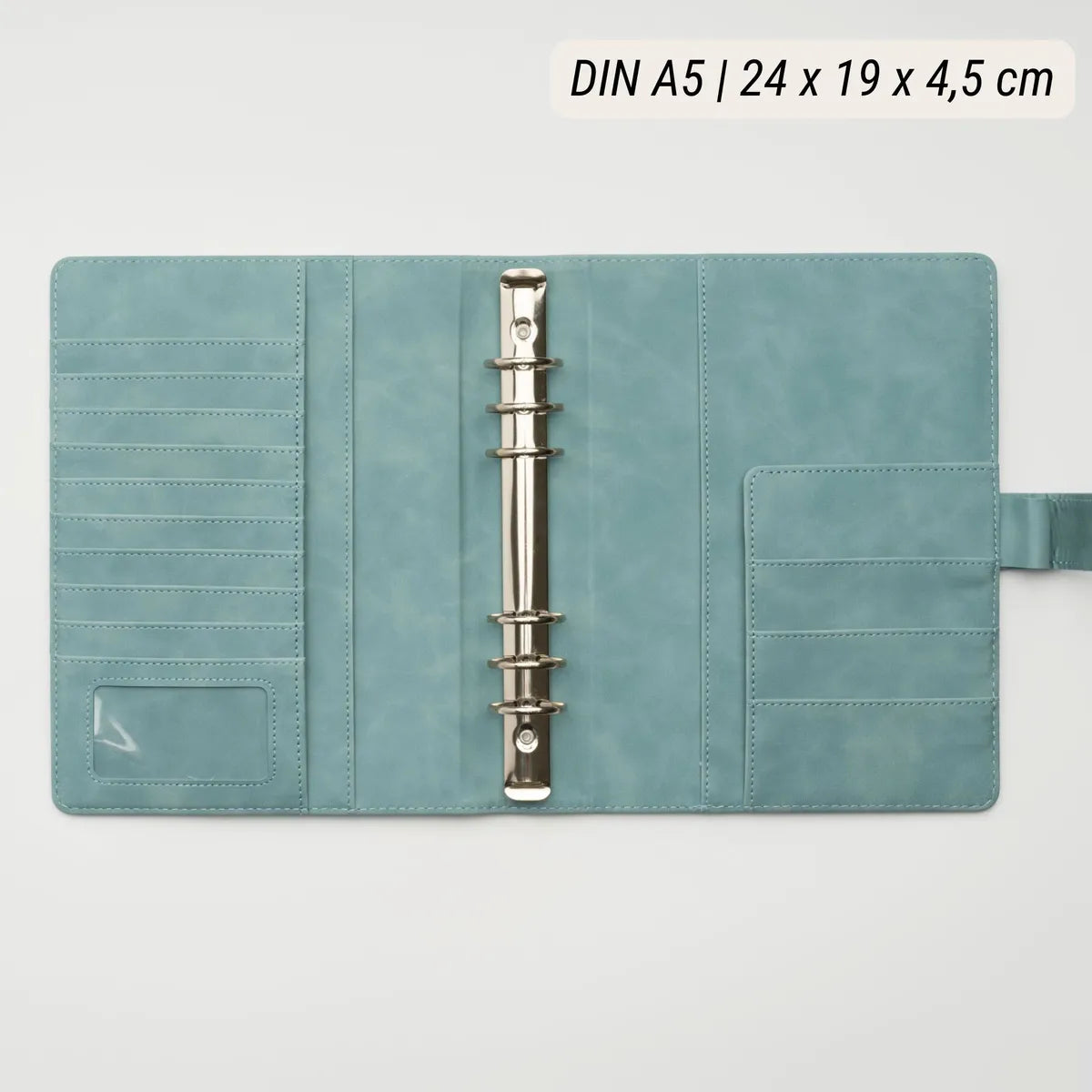 Wildleder_blau_A5_Single_Binder_geoeffnet_Starter_Set