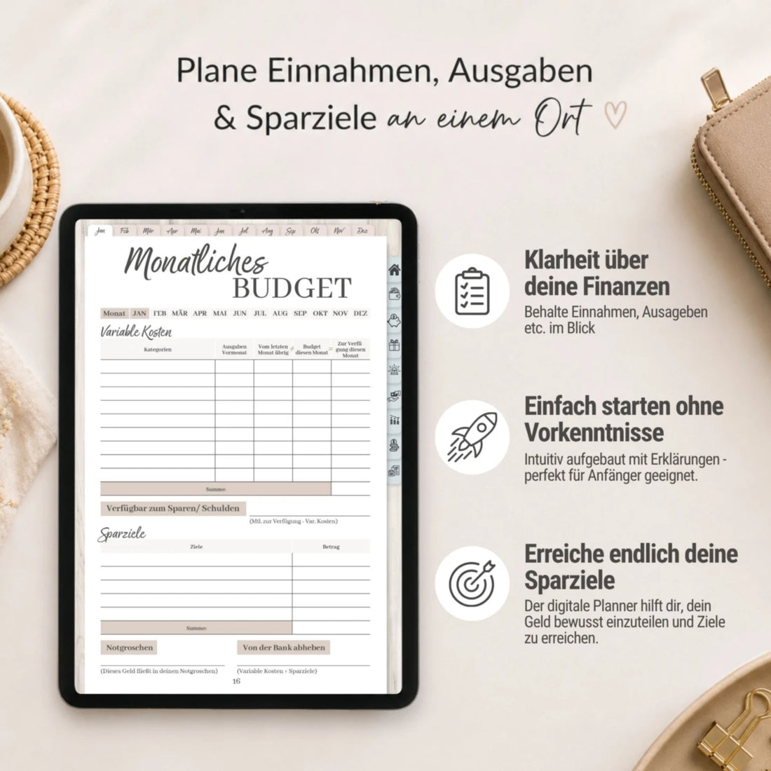 Digitaler Budget Planer – PDF für Tablet (jahresunabhängig)